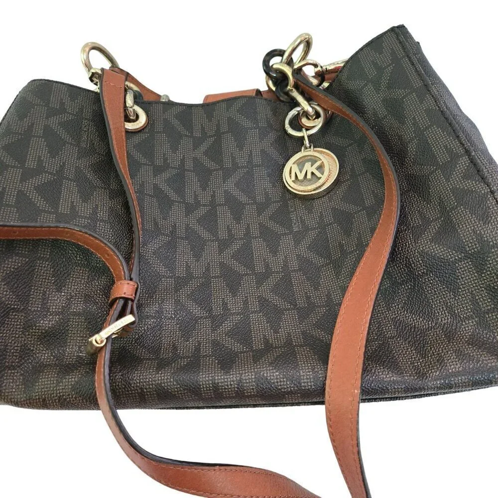Michael Michael Kors Signature Coated Canvas Medium Cynthia Tote Designer Bag